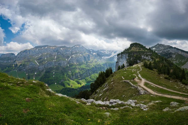 Cordilheira Dos Alpes Suíços Ebenalp Região Appenzell Suíça Dia Verão — Fotografia de Stock