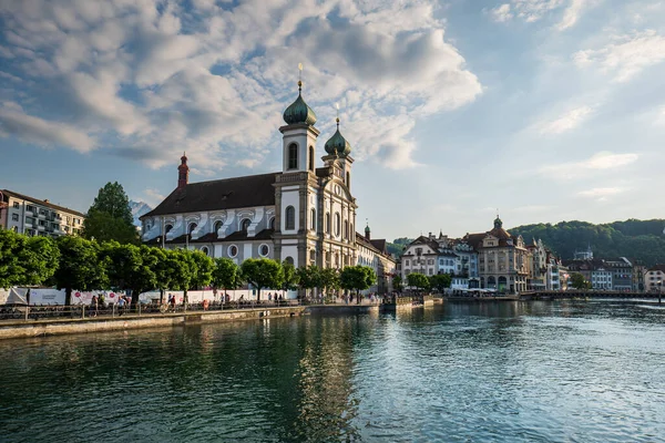 Igreja Jesuíta Cidade Velha Lucerna Suíça — Fotografia de Stock