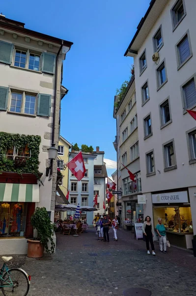2023 Cidade Zurique Suíça Rua Comercial Pedestres Parte Antiga Cidade — Fotografia de Stock