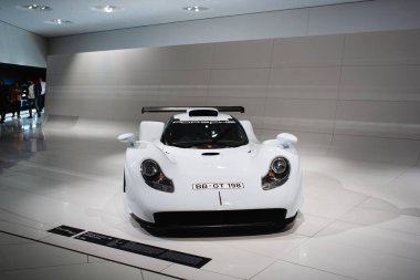 14-09-2024, Stuttgart, Germany. Porsche Museum. 1997 Porsche GT1 street version in white clipart