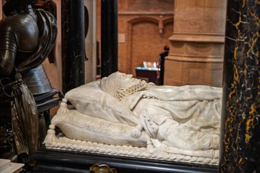 Delft, Hollanda, 28 Ağustos 2025. Orange Prensi William 'ın mermer heykeli ya da Yeni Kilise' deki Sessiz William ya da Nieuwe Kerk mozolesi. Yakın çekim, insan yok.