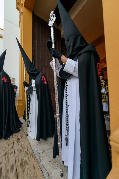 Arahal Seville Španělsko Dubna2022 Kajícníci Bratrstva Santo Entierro Svatý Pohřeb — Stock fotografie