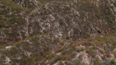 Büyük Tujunga Barajı ve Büyük Tujunga Barajı, Angeles Ulusal Ormanı, Kaliforniya 'nın hava incelemesinde canlı sonbahar yaprakları ve görkemli dağ manzaraları gösterildi..