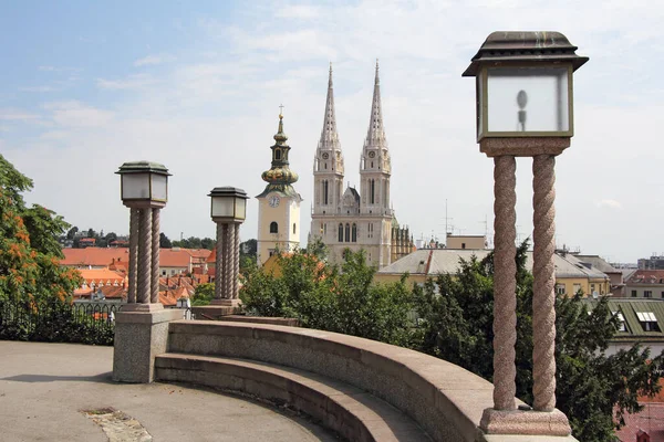 Panoramatické Záhřeb Pohled Horního Města Katedrály — Stock fotografie