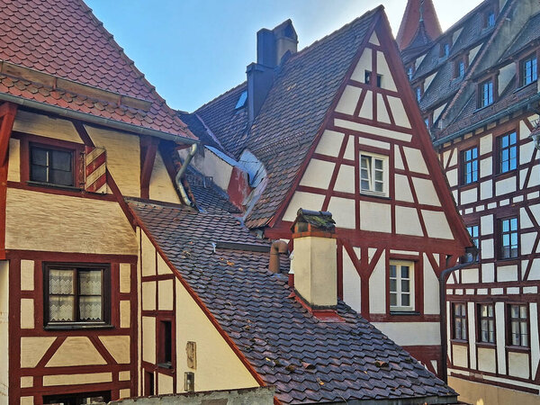 Detail old German architecture in Nuremberg old tow
