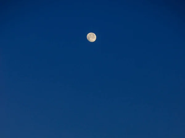Місяць Темно Синьому Небі Час Ранку — стокове фото