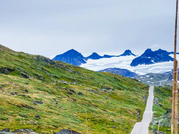 Δρόμος Ασφάλτου Στα Νορβηγικά Βουνά Τουριστική Διαδρομή Sognefjellet Νορβηγία — Φωτογραφία Αρχείου