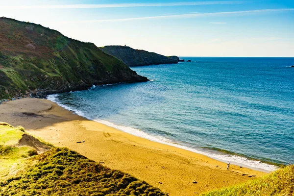Seascape Moln Över Havet Och Carniciega Stranden Asturiens Kust Höstlandskap — Stockfoto