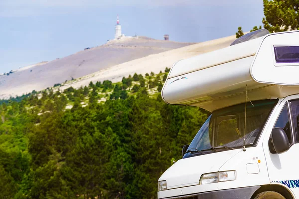 Caravan Camping Mountains Summit Mont Ventoux Distance Travel Attraction Provence — Stock Photo, Image