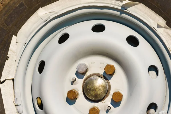 Preparing Surface Steel Wheel Rim Car Painting — Stock Photo, Image