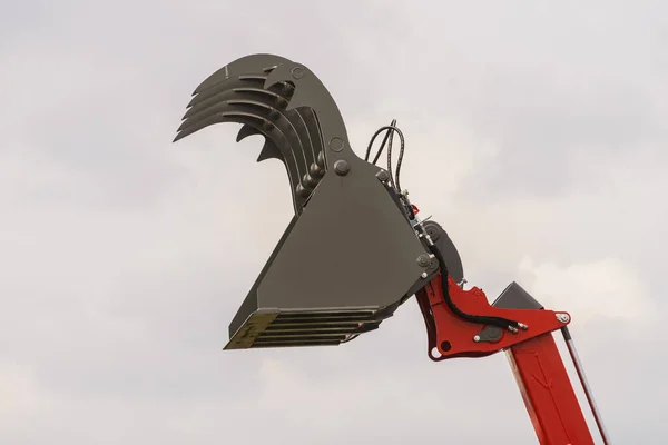 Digger Excavator Bucket Bulldozer Shovel Grabber Industrial Detail Sky Background — Stock Photo, Image