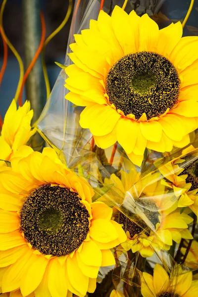 Διακοσμητικά Κίτρινα Άνθη Ηλίανθου Τεχνητά Φυτά Για Εσωτερική Διακόσμηση — Φωτογραφία Αρχείου