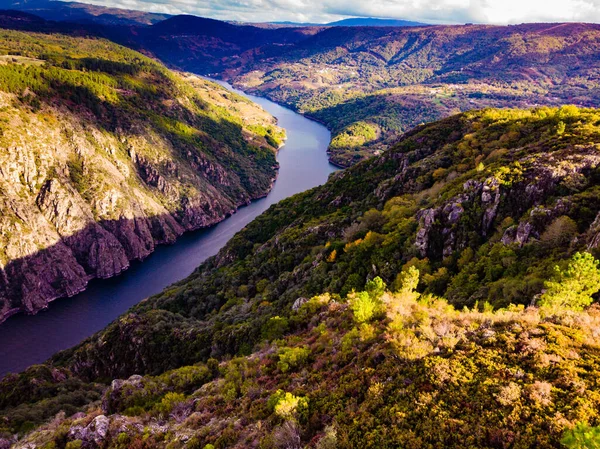 Luftaufnahme Des Flusses Sil Canyon Parada Sil Galicien Spanien — Stockfoto