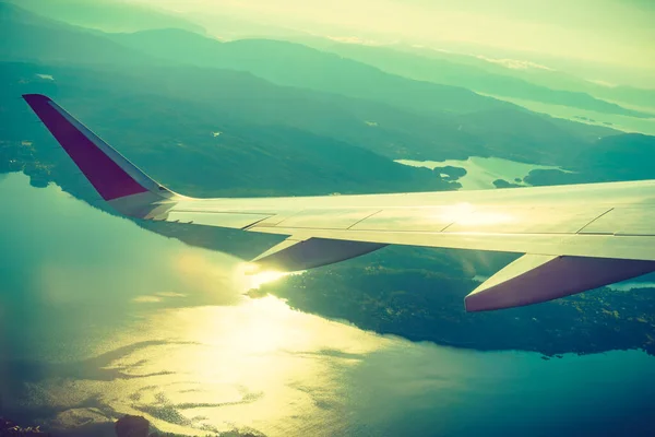 Kilátás Egy Repülőből Jet Wing Norvégfjordok Táj Norvégia Felett Repülő — Stock Fotó
