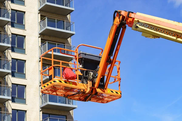 Basket Lift Orange Lifting Platform Construction Site Industrial Machine Work — Stock Photo, Image