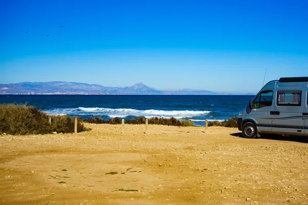 Camper Van Recreational Vehicle Medanean Coast Spain Кемпинг Пляже Природы — стоковое фото