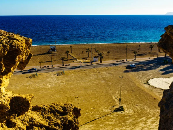 Mazarron Yakınlarındaki Bolnuevo Plaj Boyunca Sersemletici Kaya Erozyon Oluşumları Doğal — Stok fotoğraf