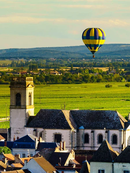 Het Luft Ballong Rida Över Pommard Byn Bourgogne Cote Beaune — Stockfoto