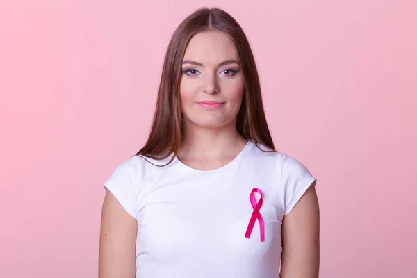 Žena Wih Stuha Růžová Rakoviny Hrudi Zdravotnictví Lékařství Prsu Rakovina — Stock fotografie