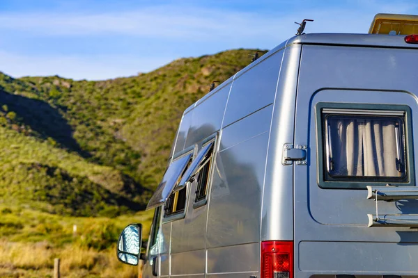 Wohnmobil Van Der Mittelmeerküste Spanien Wildes Zelten Der Natur Urlaub — Stockfoto