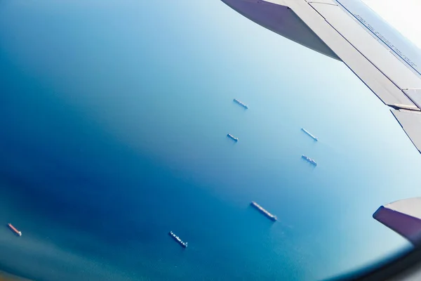 Uitzicht Vanuit Een Vliegtuigvenster Kust Oostzee Puck Baai Polijsten Met — Stockfoto