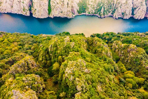 西班牙加利西亚Parada Sil的Sil Canyon河空中景观 — 图库照片