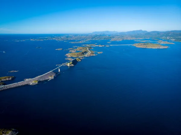 Vue Aérienne Pont Routier Atlantique Renommée Mondiale Atlanterhavsvegen Norvège Europe — Photo