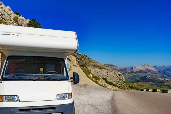 Stock image Caravan in nature reserve in the Sierra del Torcal mountain range near Antequera city, province Malaga, Andalusia, Spain. Tourist attraction.