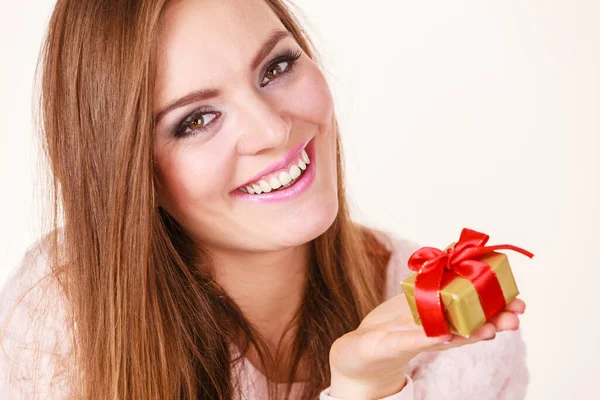 Occasions Gifts People Concept Christmas Xmas Winter Season Lovely Woman — Stock Photo, Image