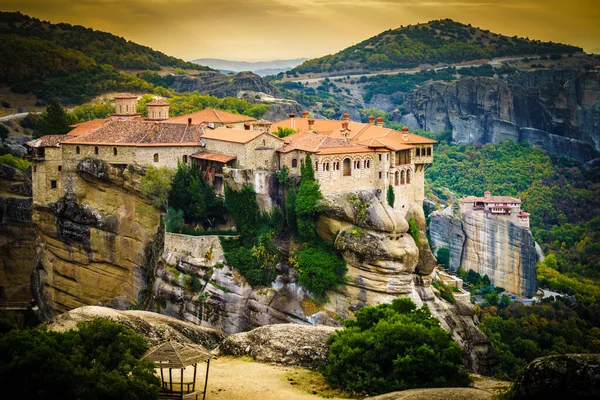 Monastère Sur Falaise Meteora Thessalie Grèce Destinations Grecques — Photo