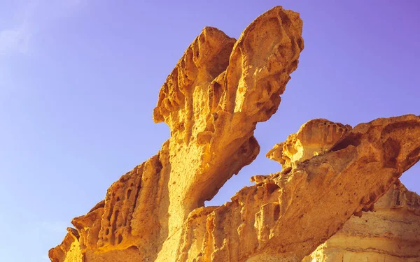 马扎龙附近博尔努埃沃著名的岩石侵蚀地层 黄色砂岩形状 穆尔西亚西班牙 旅游景点 — 图库照片