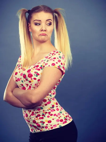 Young Teenage Woman Being Offended Something Feeling Unhappy Adolescence Problems — Stock Photo, Image
