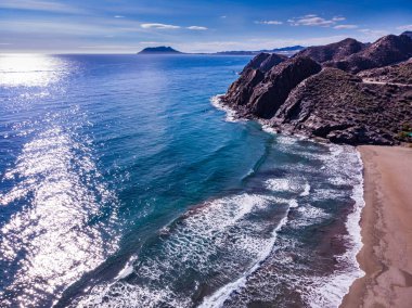 Aerial view. Sea coastal landscape, Cabo Cope y Puntas de Calnegre Regional Park, Murcia region in Spain. Tourist site. clipart