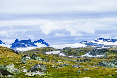 Summer mountains landscape in Norway. National tourist scenic route 55 Sognefjellet. clipart