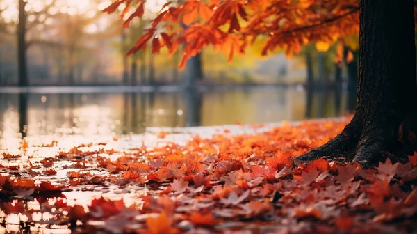 Autumn season landscape backgrounds. Fall abstract autumnal background. Autumn nature background. Ai Generated.
