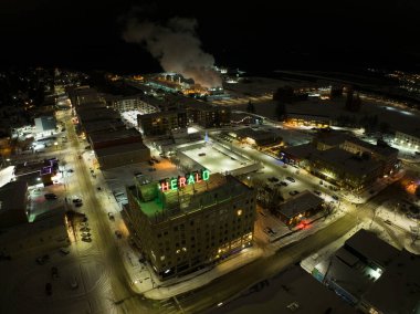 Bellingham Washington ABD Hava Kuvvetleri 21 Aralık 2022 Bellingham Washington şehir merkezinin Hava Fotoğrafı Soğuk Hava Kış Fırtınası 'nı Kıran Gece Rekorunda