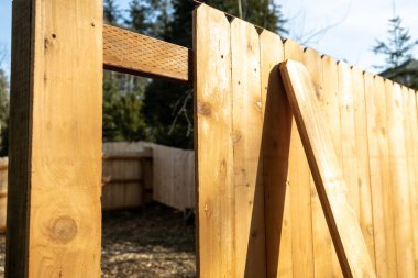 Cedar Wood Fence With Missing Boards - Fencing Construction Build clipart