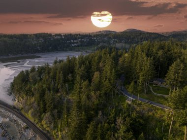 Chuckanut Körfezi Yolu Güzel Günbatımı Bellingham Havacılık