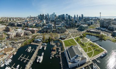 Seattle Washington Göl Birliği 'nden Şehir Manzarası