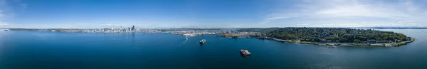 Kompletna Panorama Zachodnie Seattle Nabrzeże 360 Aerial — Zdjęcie stockowe