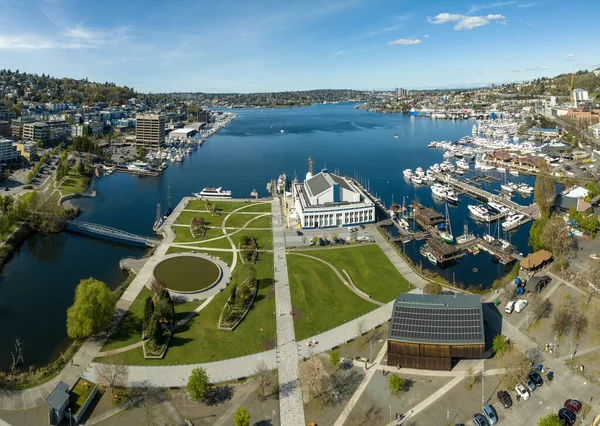 South Lake Union Wide Angle Aerial View Seattle — Stock fotografie