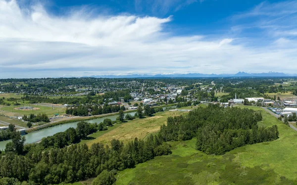 Ferndale Washington City Überblick Schöner Sommertag Sonnige Wolken Stockbild