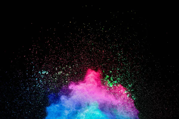 カラフルな粉体爆発 明るいパステルカラーの塵粒子が飛び散る — ストック写真