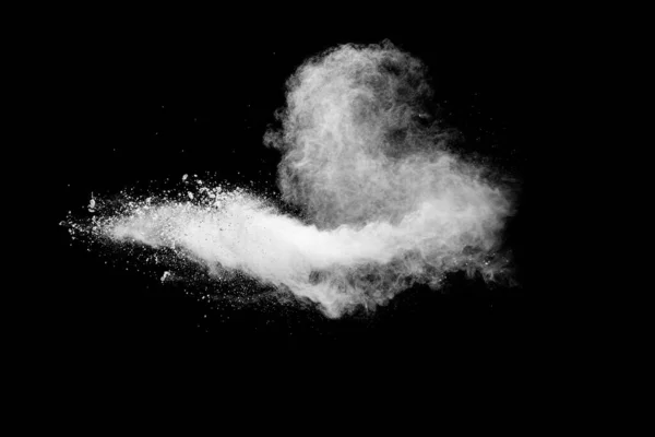 白い粉体爆発雲 白い塵粒子スプラッシュの凍結運動 — ストック写真