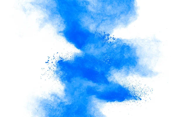 Šplouchnutí Modrého Pigmentového Prášku Modrá Prachová Částice Postříkaná Bílým Černým — Stock fotografie
