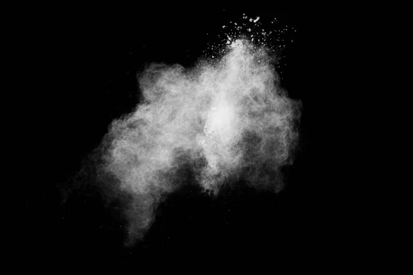 白い粉体爆発雲 白い塵粒子スプラッシュの凍結運動 — ストック写真