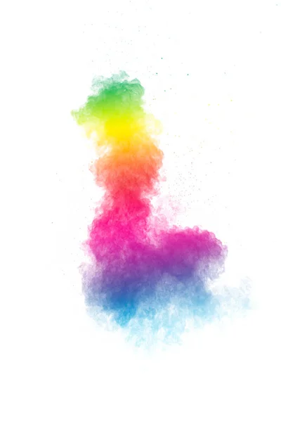 Pastel Color Dust Particles Splash Colorful Powder Explosion White Background — Photo