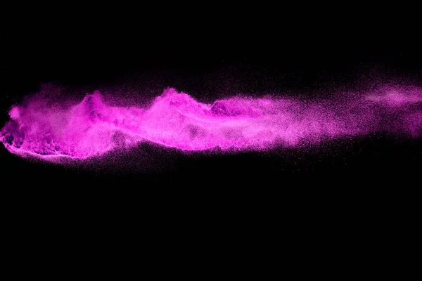 Ροζ Παφλασμό Σωματιδίων Σκόνης Μαύρο Φόντο Ροζ Παφλασμό Σκόνης — Φωτογραφία Αρχείου