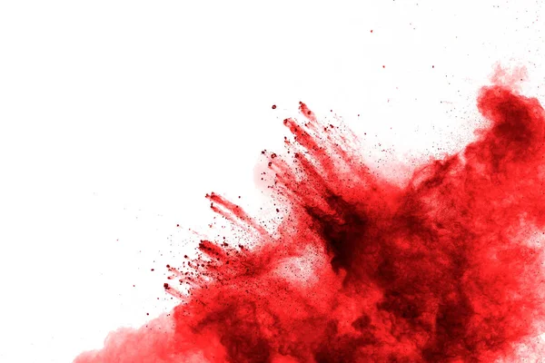 白い背景に赤い粉爆発 赤い粉体爆発 赤い塵粒子の凍結運動スプラッシュ — ストック写真
