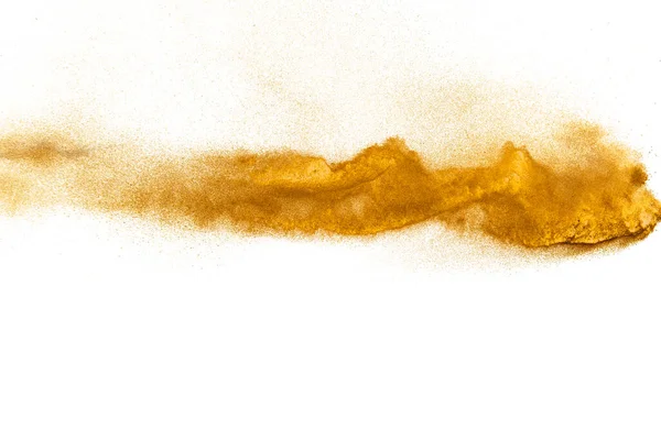 白い背景に孤立した茶色の砂の爆発 砂雲の背景 — ストック写真